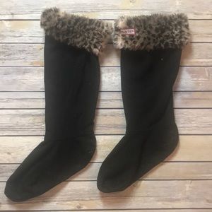 Hunter cheetah faux fur cuff  fleece boot socks
